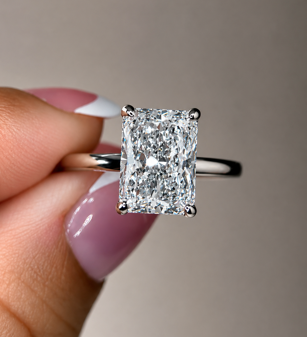 3.11 Carat Radiant Cut Hidden Halo Solitaire Ring